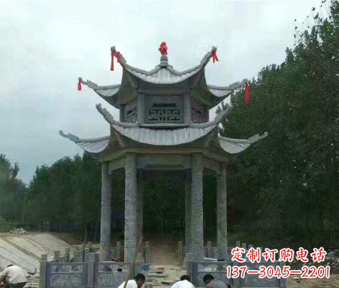苏州园林双层凉亭石雕 (3)