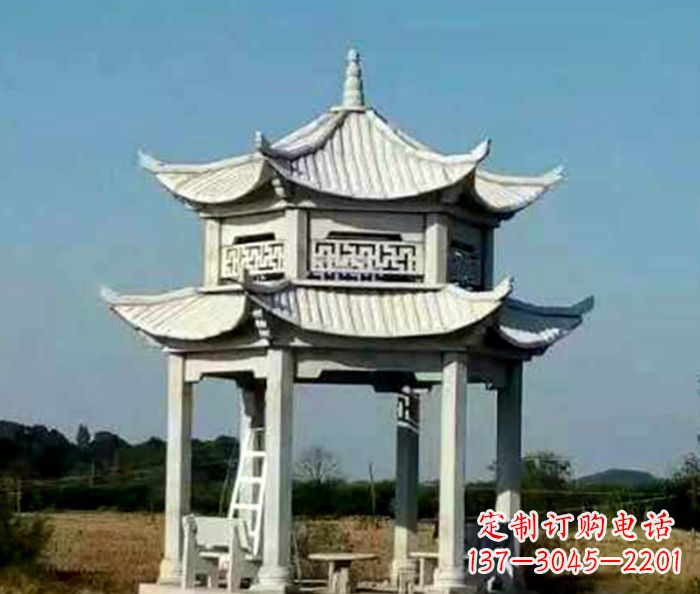 苏州园林双层石雕凉亭 (2)