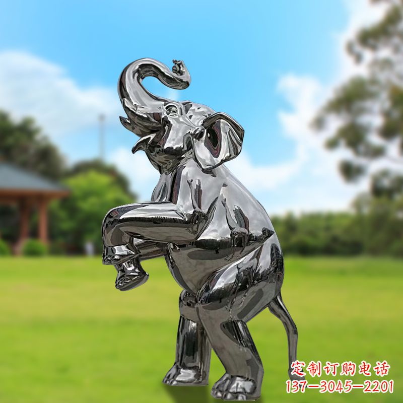苏州站立的不锈钢小象雕塑