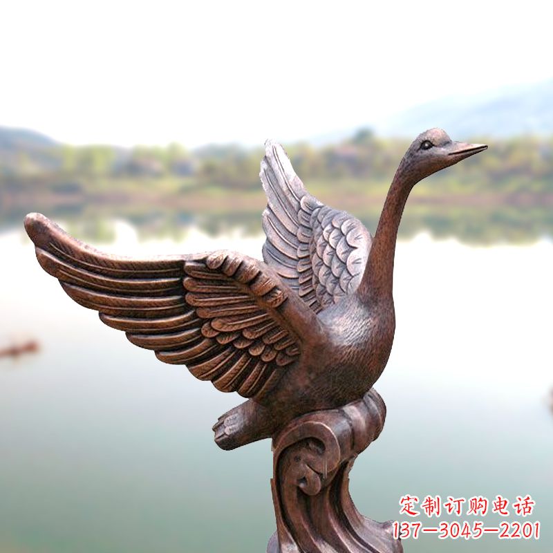 苏州铸铜天鹅景观摆件