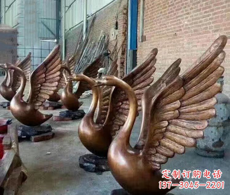 苏州铸铜天鹅喷水动物喷泉雕塑