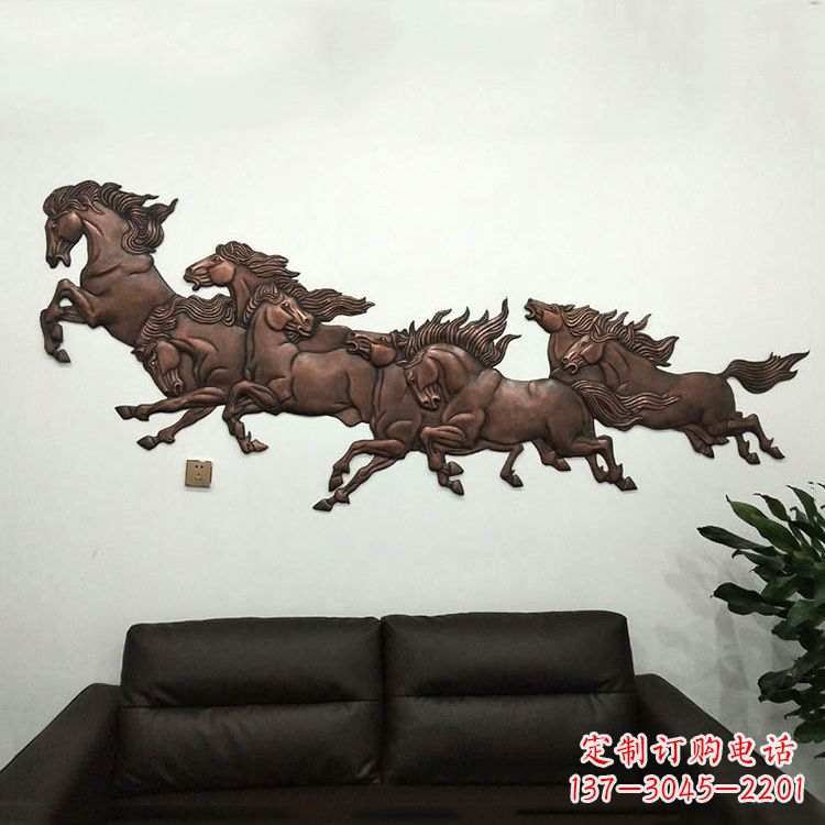 苏州紫铜马儿浮雕装饰画