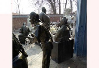 苏州作揖的店小二铜雕