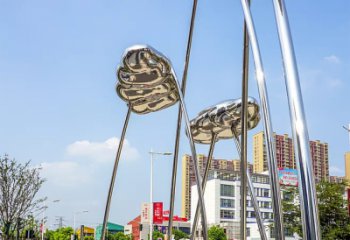 苏州荷叶雕塑-广场不锈钢抽象艺术荷叶雕塑